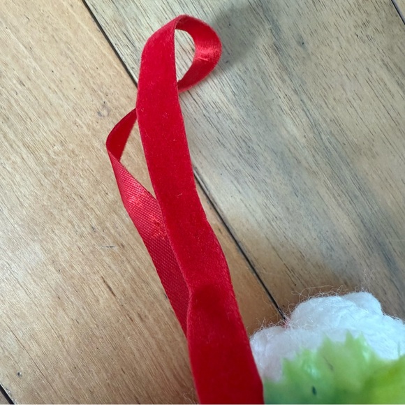 Vintage 70's Handmade Santa Plastic Face Crochet Head Christmas Ornament Red - Picture 6 of 7